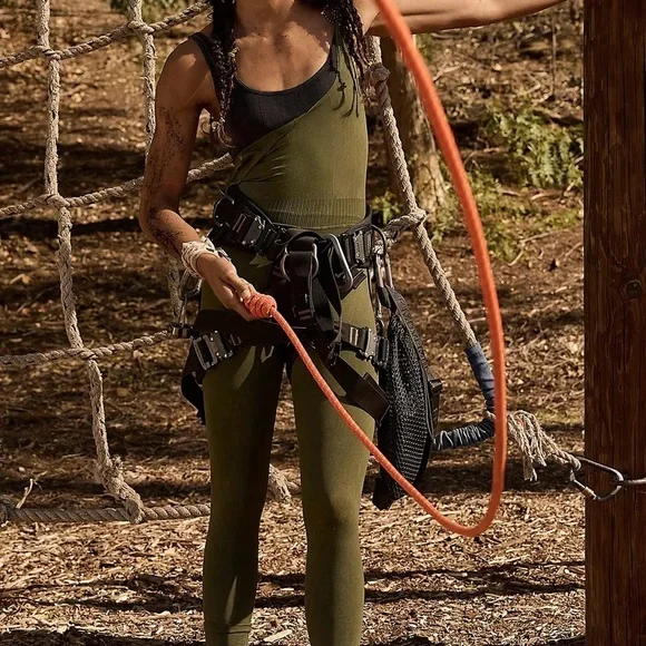 FREE PEOPLE FP Green Good Karma‎ Onesie Jumpsuit Movement Size M L - Picture 9 of 15